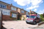 Driveway installed with Tegula paving with added jumper block, kerbs installed to retain split levels and feature circle lawn and fencing installed.